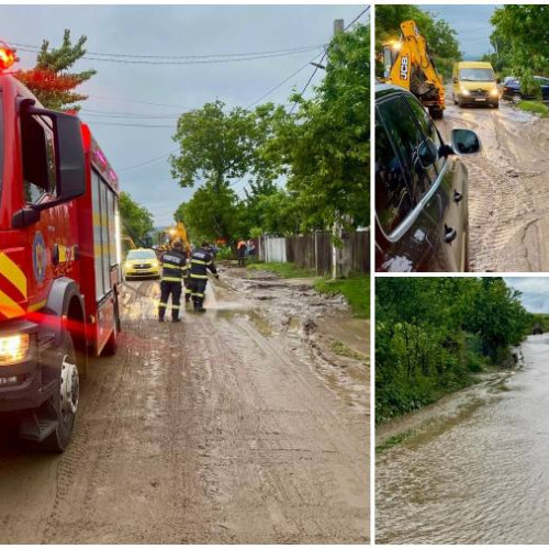 Pompierii din Bacău intervin în urma unei viituri pe DN2F