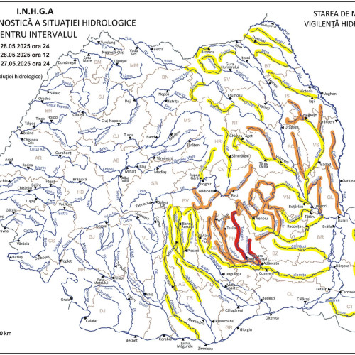 Avertizări meteorologice severe în urma prognozelor: Cod Roșu, Portocaliu și Galben