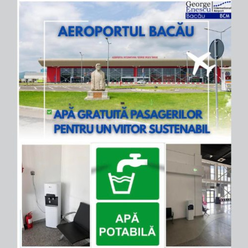Aeroportul Bacau instalează dozatoare de apă pentru pasageri